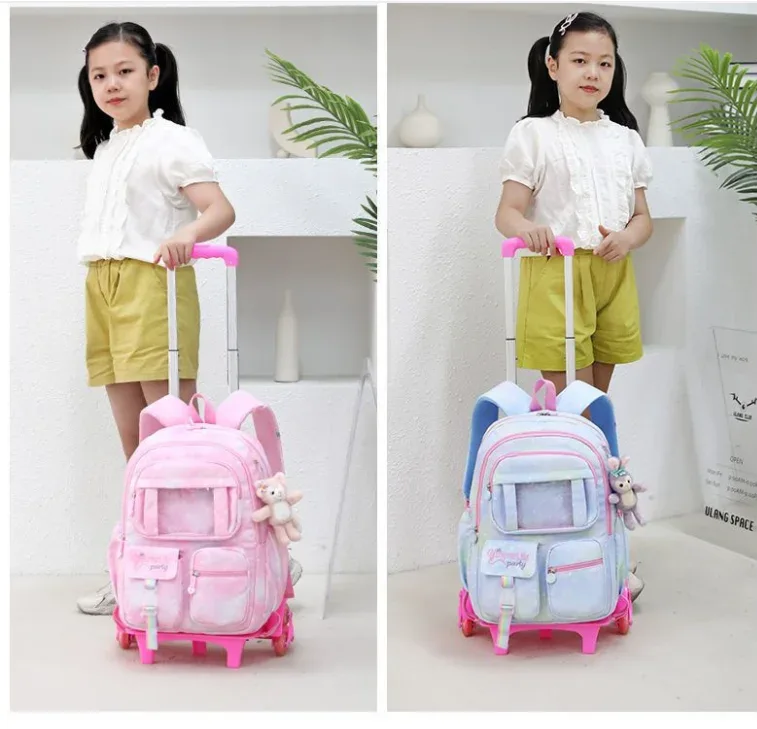 sac à dos à roulettes pour filles, cartable à roulettes