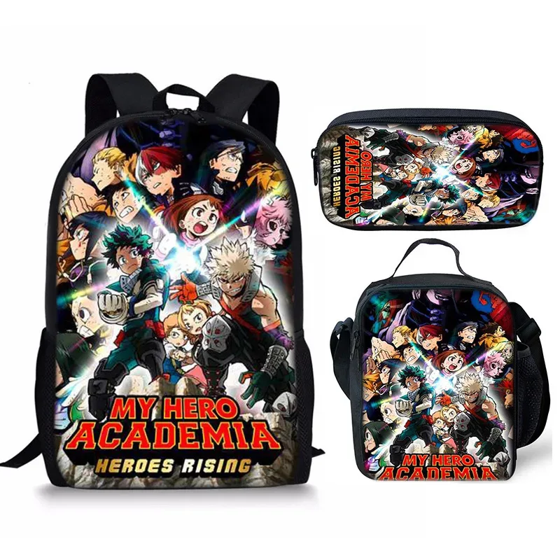 sac à dos my hero academy, ensemble de trois pièces, sac à bandoulière my hero academy, trousse à crayons