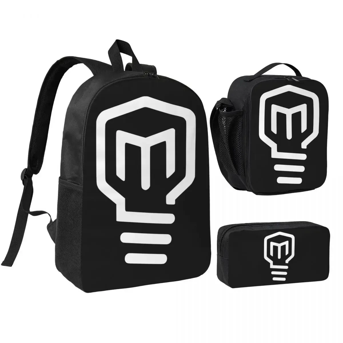 Mark Rober Sac à dos avec logo HD pour étudiants, garçons et filles, sac d'école, sac à bandoulière pour ordinateur portable, 3 pièces, sac à déjeuner isotherme, trousse à crayons