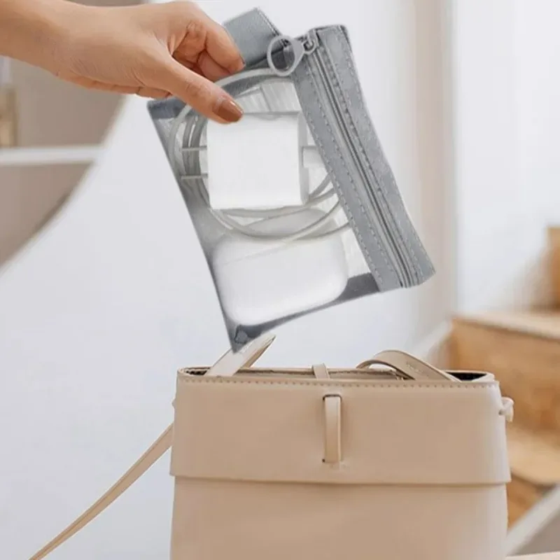 3 pièces sac cosmétique femmes maille sac de maquillage avec fermeture éclair organisateur rouge à lèvres brosse sacs transparents étudiant trousse de toilette sac