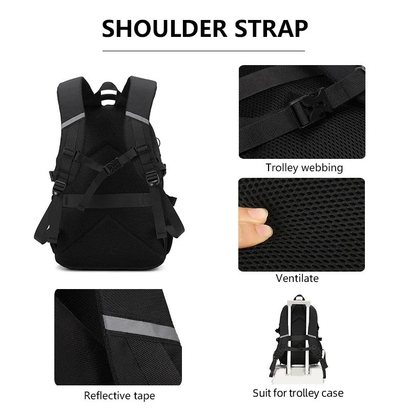 sac à dos d'escalade usb pour ordinateur portable, sac à dos léger avec sac à chaussures, sac à dos de camping en plein air, sac à dos de randonnée, cartable de sport et de gym