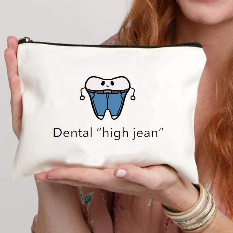 sac de dessin animé de dents pour femmes, pocommuniste de maquillage cosmétiques kawaii, trousse à crayons pour enfants, sacs de toilette en toile de voyage, poudres de golf, 2023