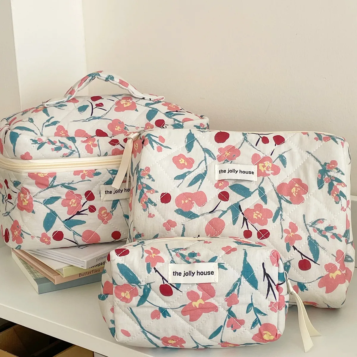 1 pièce/ensemble sac de maquillage imprimé fleur rose organisateur de voyage premium sac cosmétique sac de maquillage pochette trousse de soins de la peau trousse de toilette