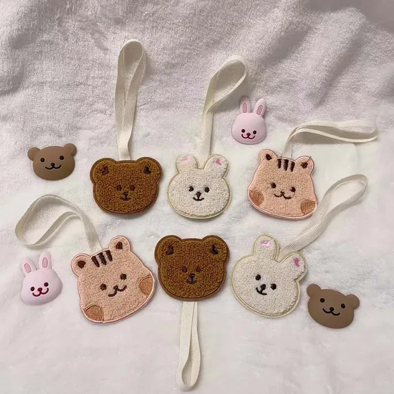 3 étiquettes nominatives mignonnes pour enfants, anti-perte, brodées, motif ours et lapin, pendentif pour sac à dos, accessoires pour bagages de maternelle