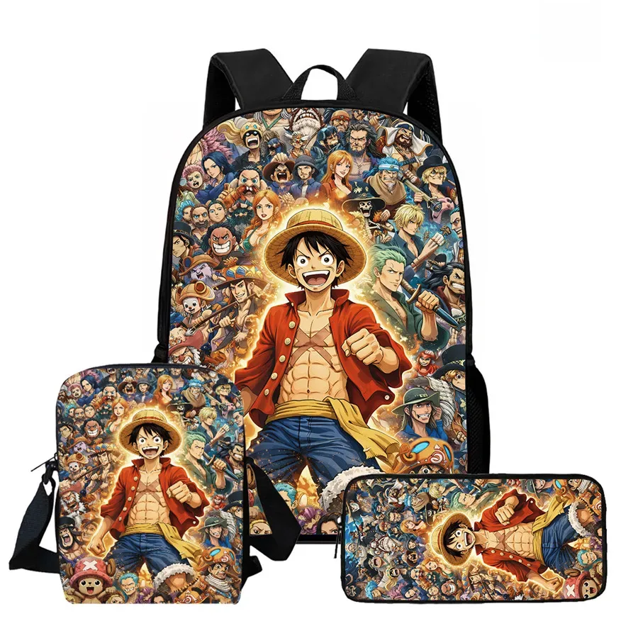 ensemble de 3 sacs à dos scolaires légers one piece avec sac bandoulière et trousse à crayons, sac à dos unisexe pour garçons et filles de 6 à 10 ans