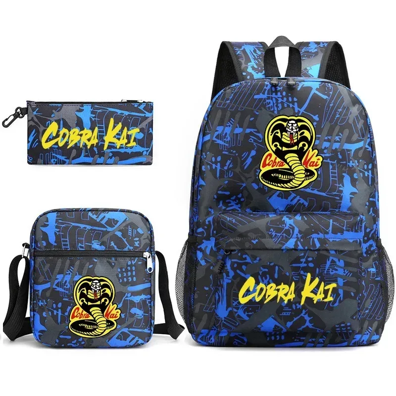 cobra kai sac à dos cartable sac à bandoulière trousse à crayons ensemble cadeau pour enfants étudiants
