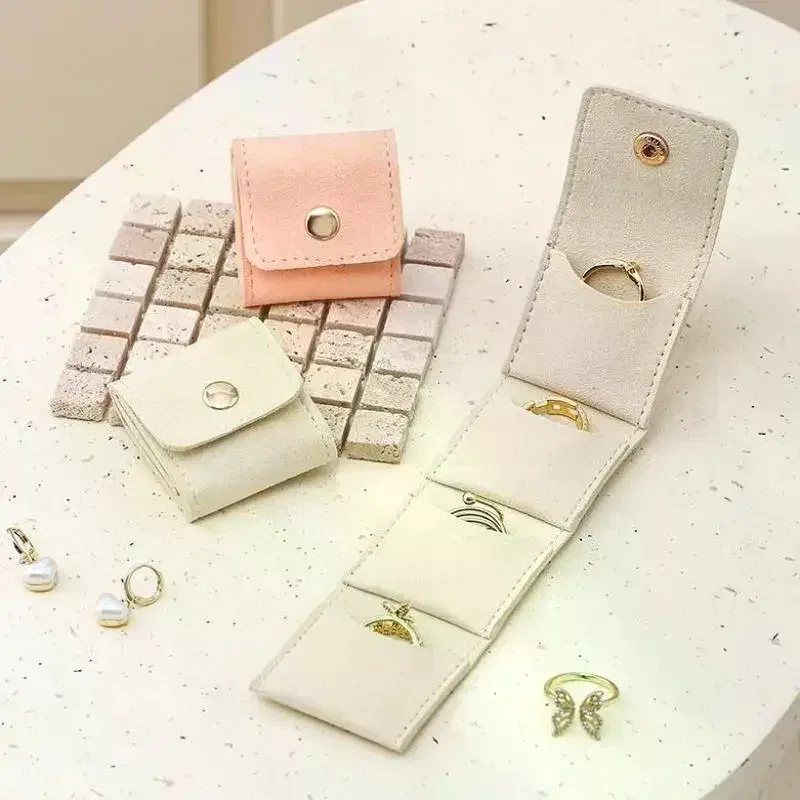 sacs de rangement pliants pour bijoux, jolis petits sacs en microfibre à fermeture à pression, boucles d'oreilles, bagues, colliers à breloques, pochettes cadeaux