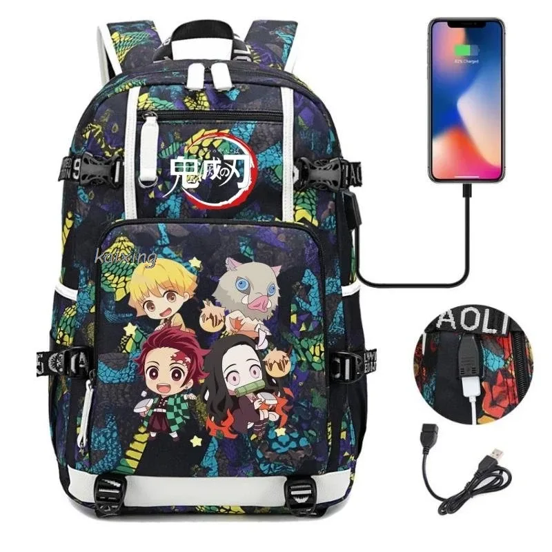 sac à dos hot kamado nezuko demon slayer camouflage, grande capacité, pour adolescents, sacs d'école pour ordinateur portable, léger, pour voyage en plein air, randonnée