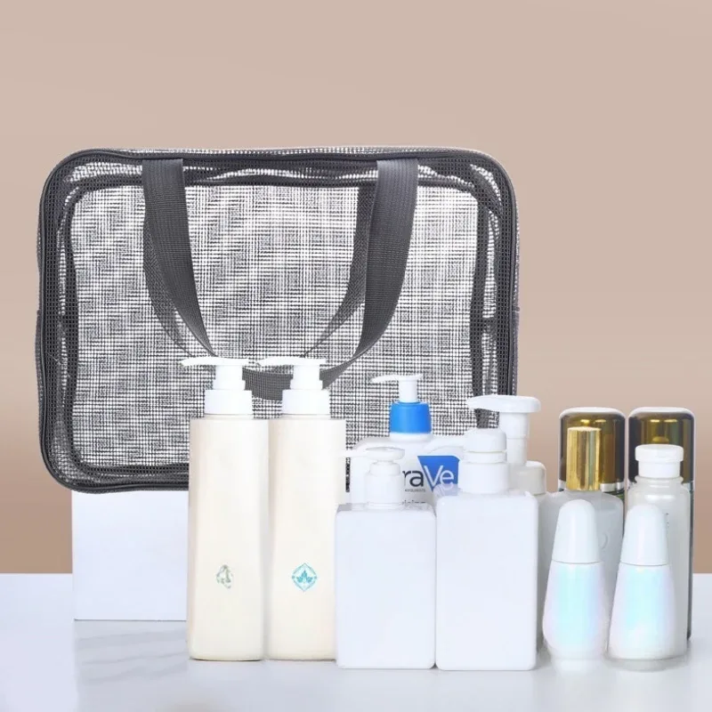 nouveau sac de bain maille douche pochette de toilette voyage maquillage support de rangement portable sac de bain maille douche pochette de toilette portable