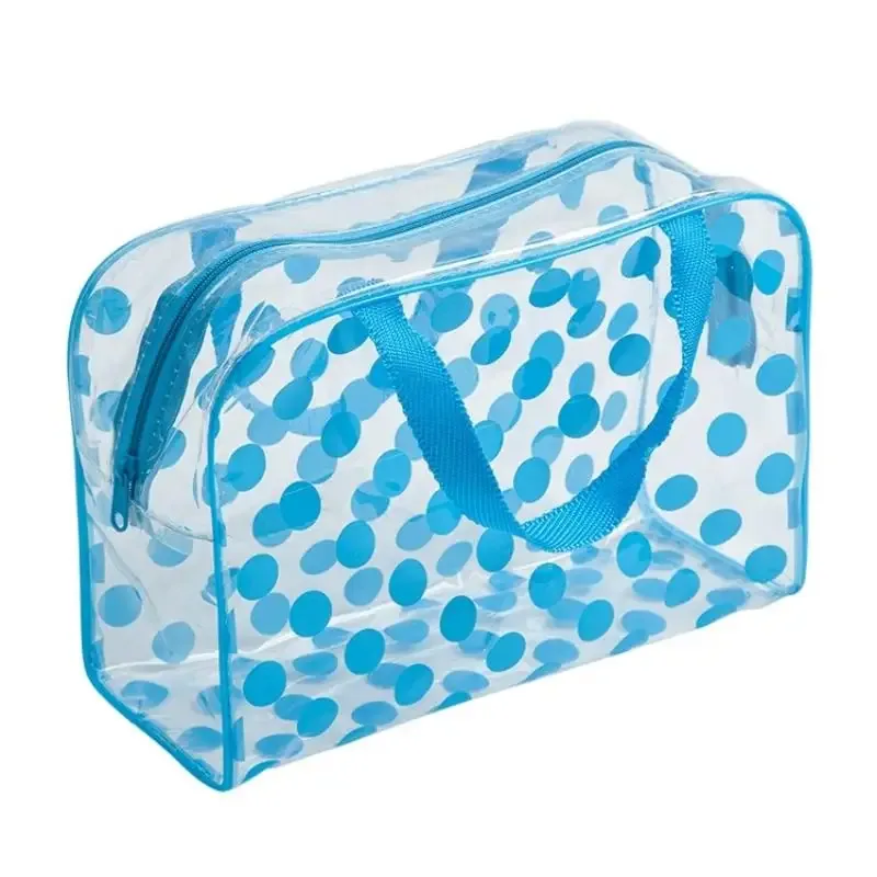 sac à cosmétiques transparent à pois en pvc, sac de maquillage portable étanche, trousse de toilette pour femmes, organisateur de rangement de voyage