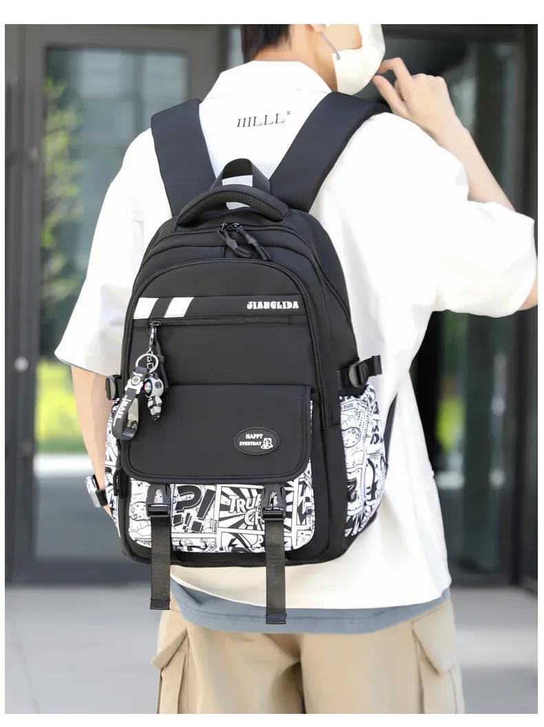 Sac à dos de voyage pour homme, motif camouflage graffiti, grande capacité, pour voyages en plein air, sac d'école imperméable pour étudiants.