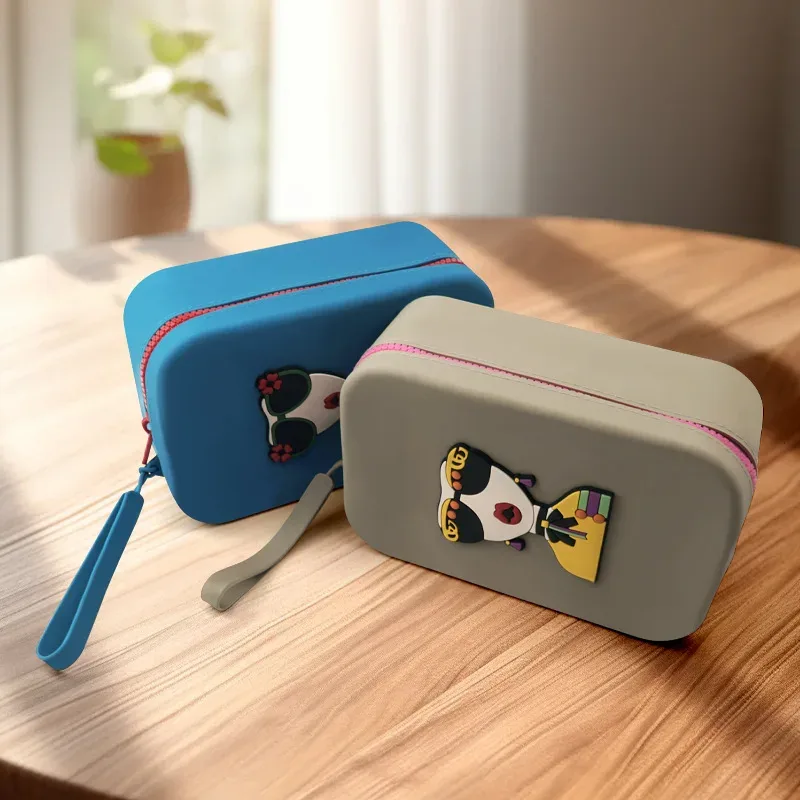 nouvelle trousse de maquillage en silicone de grande capacité, pochette de voyage pour maquillage, sac de rangement pour maquillage, trousse de toilette étanche, sac de rangement pour cosmétiques