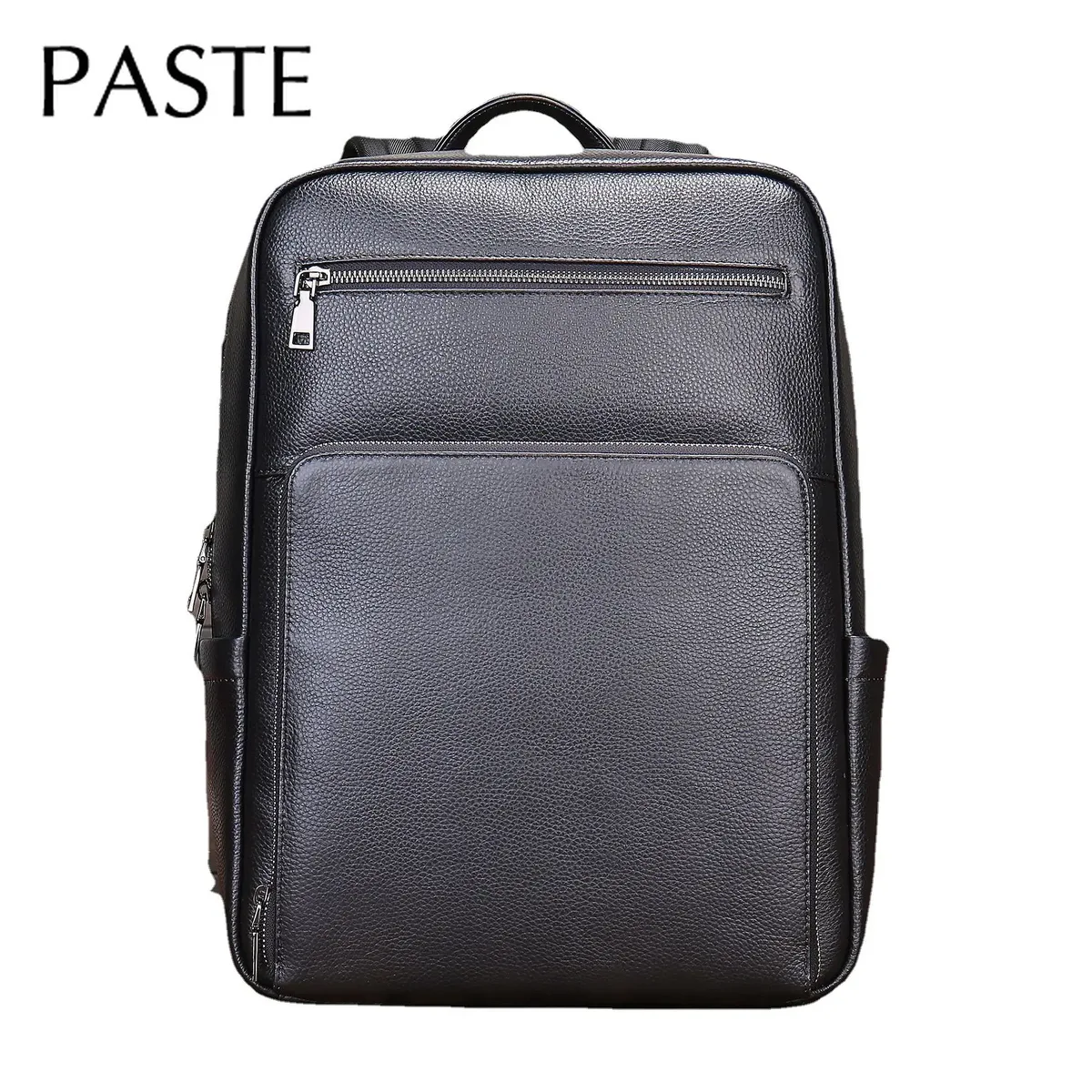 2026 classique 100% cuir de vache hommes sac à dos noir 15.6 pouces ordinateur portable sac d'école affaires grande capacité voyage sacs à dos de luxe