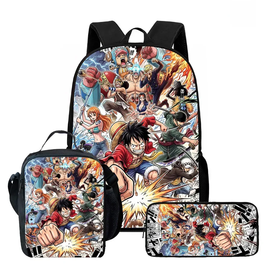 ensemble de sac à dos scolaire 3 pièces 15 pouces avec sac à lunch et trousse à crayons, durable, léger, unisexe, pour garçons et filles de 6 à 10 ans