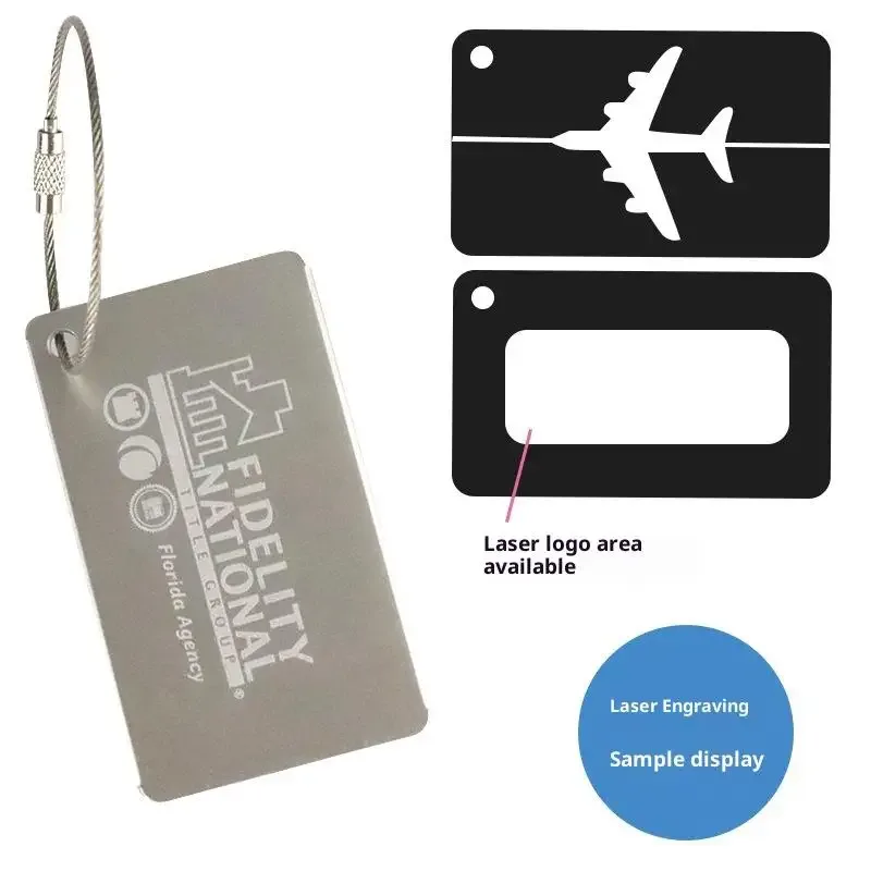 étiquette de bagage en alliage d'aluminium pour avion, anti-perte, avec porte-carte d'identité, couleur unie, accessoires de voyage