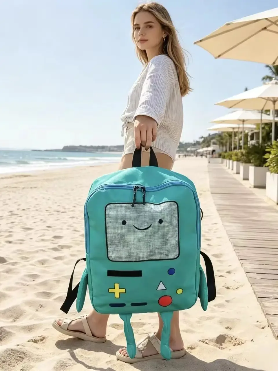 sacs à dos créatifs au design de robot pour filles, sac à dos à motif de console de jeux amusant pour femmes, sac à dos en toile mignon de dessin animé, sac de voyage
