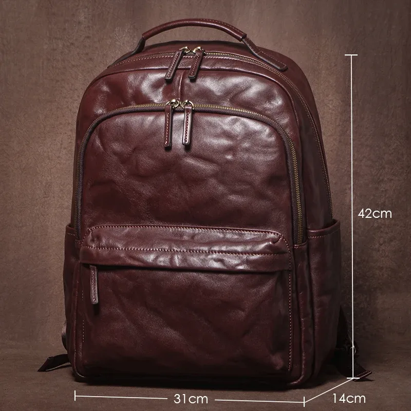guro marque de luxe sac à dos en cuir véritable de haute qualité haut en peau de vache cartable hommes sacs de voyage d'affaires bureau banlieue 16 "ordinateur portable