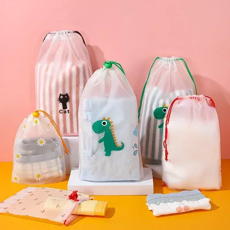 Trousse de toilette Portable étanche de voyage, 1 pièce, trousse de toilette transparente à cordon de serrage, sac à cosmétiques pour fille, trousse de maquillage transparente, organisateur