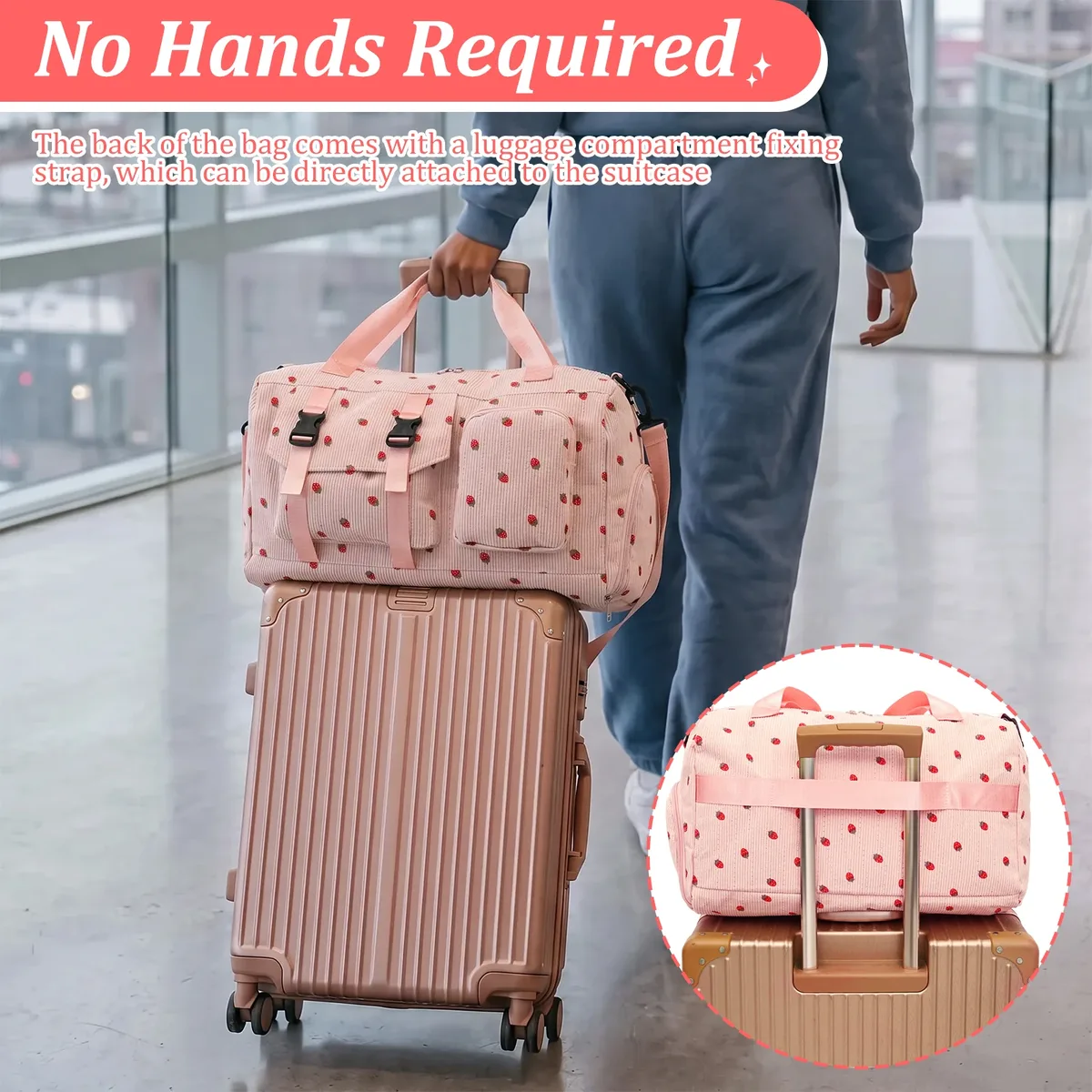sac de sport en velours côtelé, grande capacité, sac de voyage avec compartiment à chaussures et poche étanche, sac de voyage imperméable.