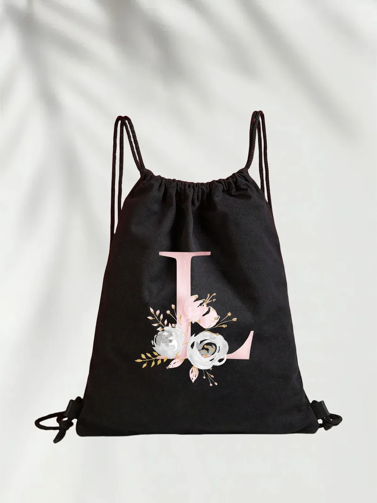 sac à dos léger unisexe à cordon de serrage pour le sport et le fitness, les voyages en plein air et les étudiants avec motif de nom de lettre initiale