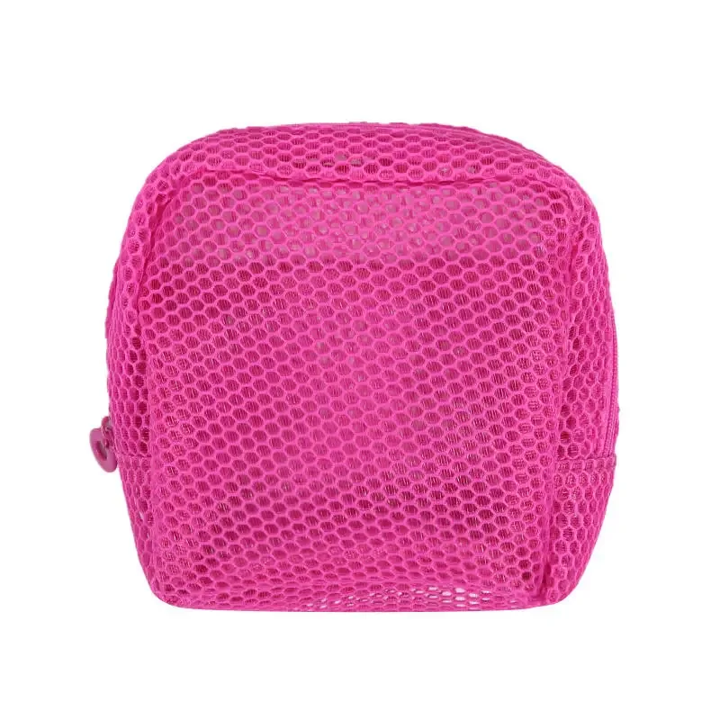 sac à cosmétiques carré en maille pour femmes, mignon, écouteurs portables, rouge à lèvres, serviettes hygiéniques, pochette de rangement, petits sacs de maquillage à fermeture éclair