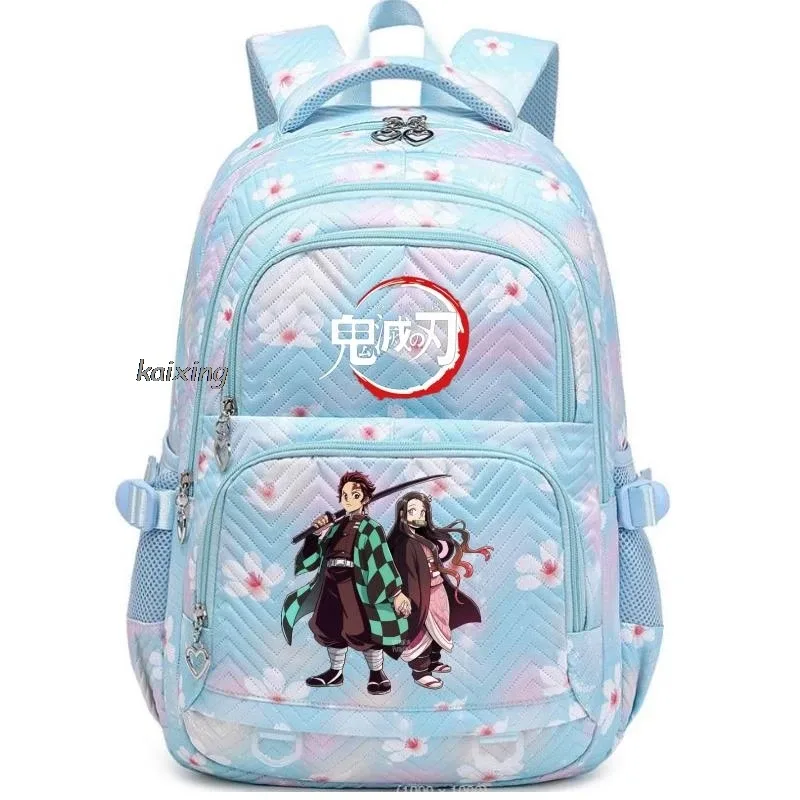sac à dos décontracté imprimé demon slayer nezuko kamado, tendance, pour étudiants (collège, lycée), garçons, filles, sac de voyage pour ordinateur portable, pour femmes, idéal pour l'extérieur