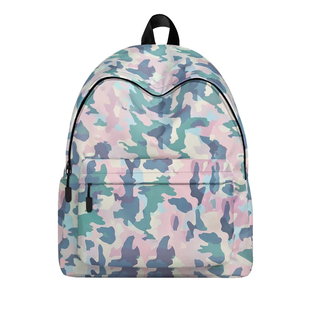 sac à dos imprimé camouflage pastel aquarelle, sacs à crayons, bretelles réglables, sac d'école léger et durable, sac à dos de voyage, ensembles pour adolescents