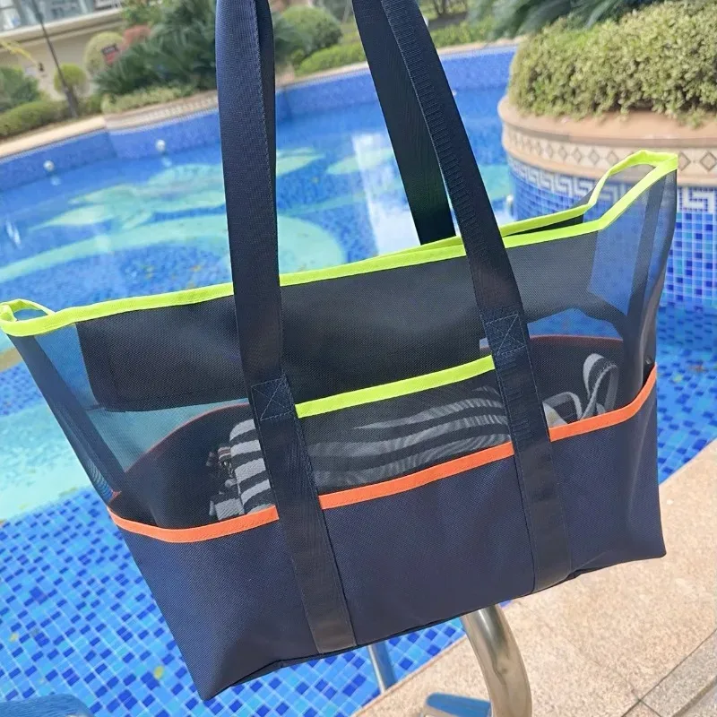 Sac de plage étanche et organisateur de toilette de voyage, 1 pièce, sac de rangement de sable en tissu Oxford avec poches zippées