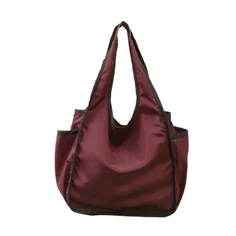 sac de courses réutilisable de grande capacité, sac fourre-tout pliable et imperméable, sac écologique en polyester à blocs de couleur, sac d'étude