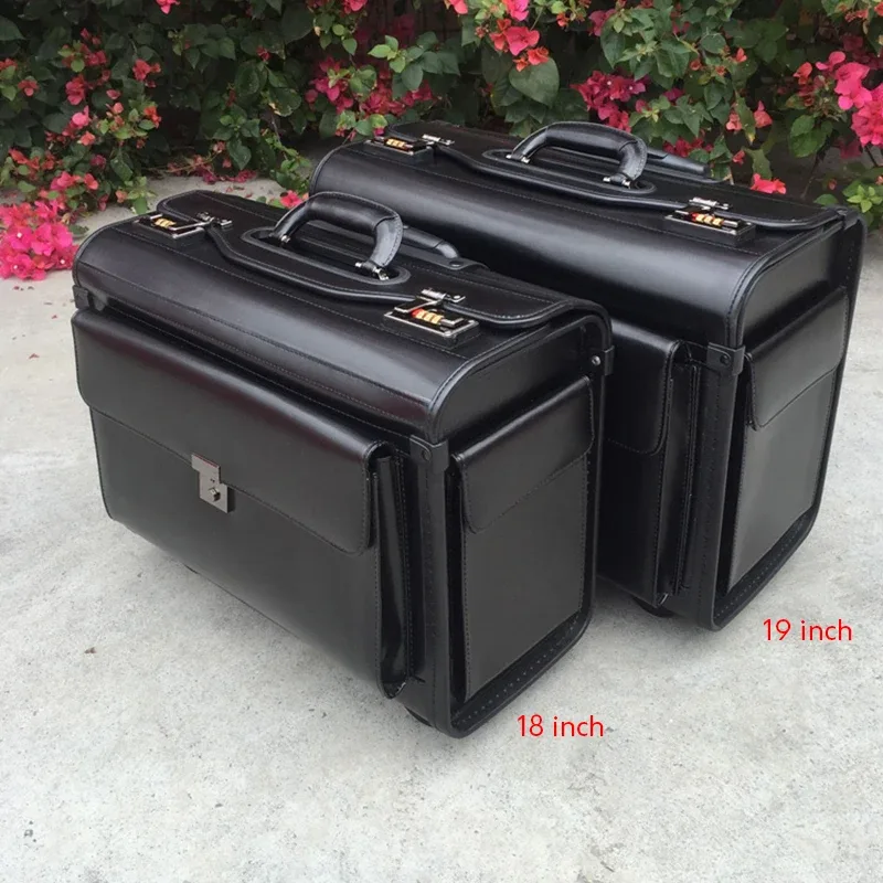 valise de vol trolley services.com pilot en cuir véritable, valise d'aviation, étui aérien, boîte d'enregistre