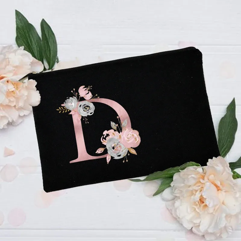 trousse de maquillage personnalisée avec nom initial, trousse à cosmétiques de mariée, pochette de toilette monogramme en toile, cadeaux pour demoiselle d'honneur, sacs de maquillage