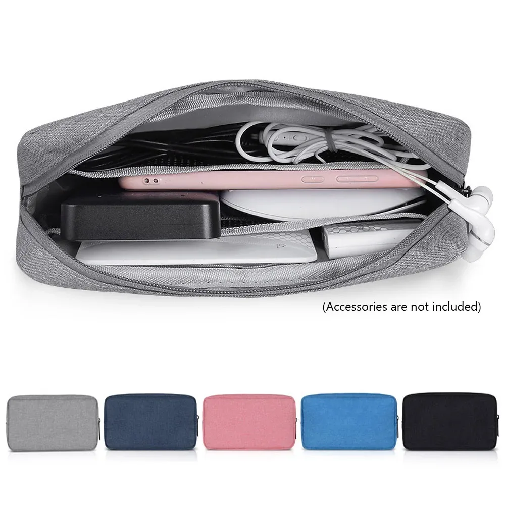 sacs de rangement numériques portables, organisateur de gadgets usb câbles fils chargeur batterie fermeture éclair sac à cosmétiques, étui accessoires