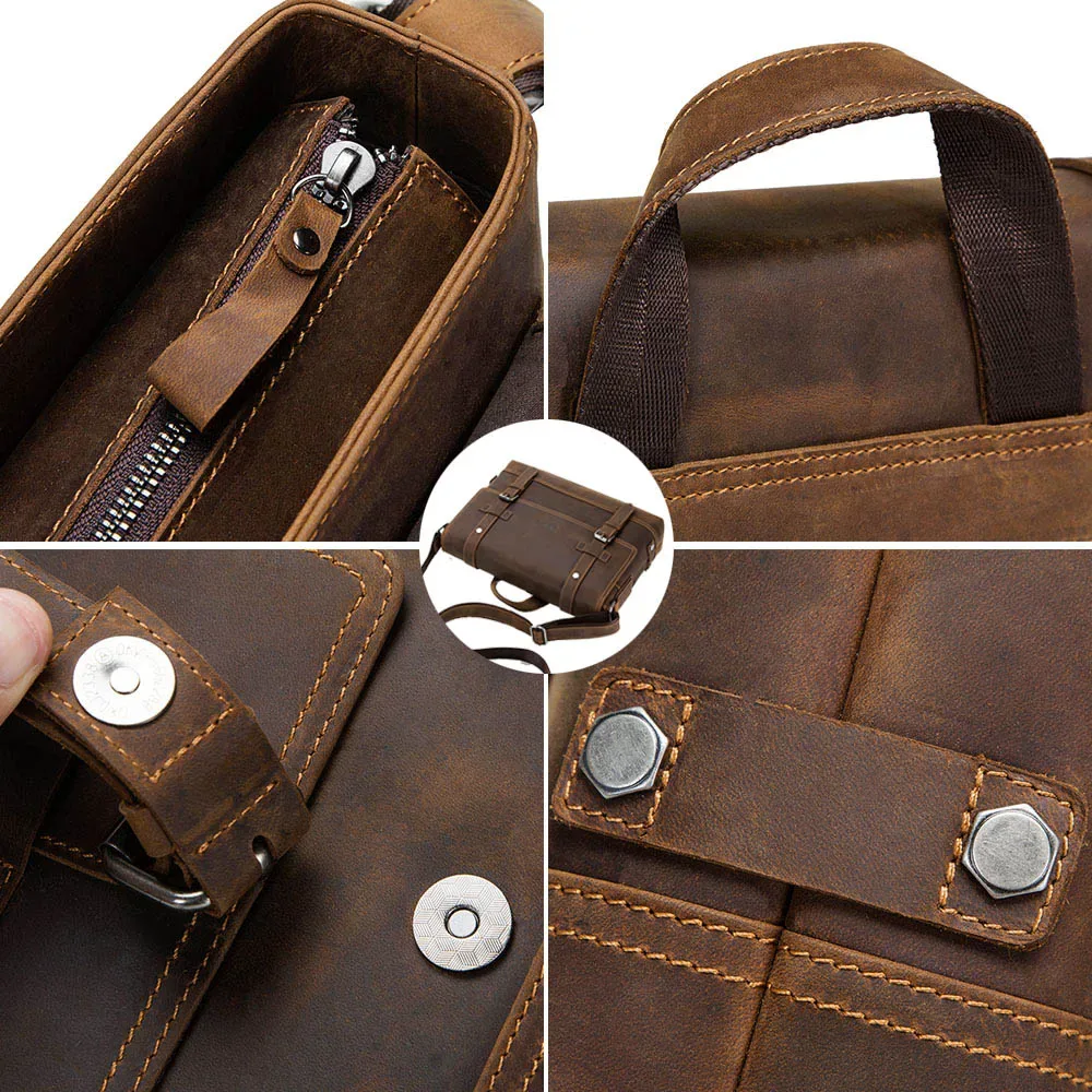 contact's crazy horse – sac à main vintage en cuir véritable pour hommes, sacs à bandoulière