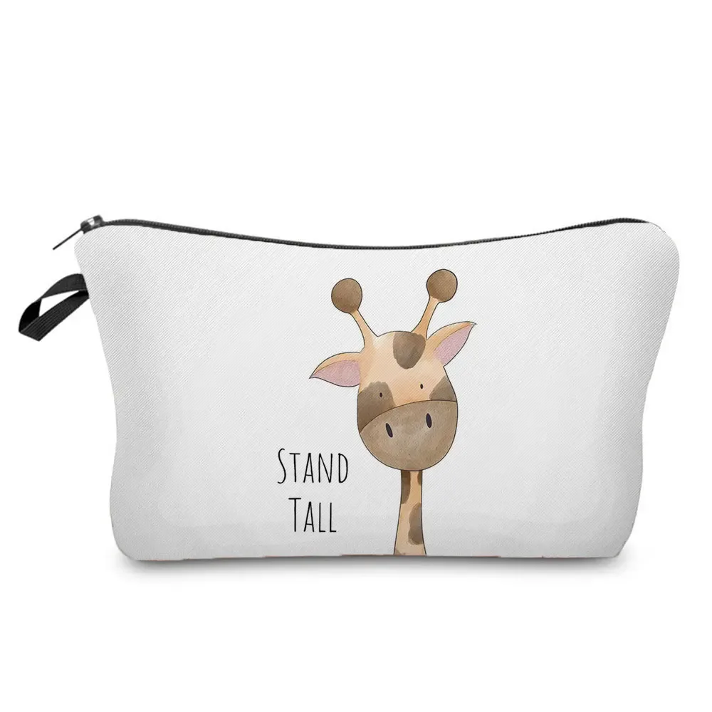 trousse à cosmétiques avec impression d'animaux aquarelle, sac de maquillage pour femme, dessin animé dinosaure ours, sac de rangement de jouets portable, meilleur cadeau pour enfants