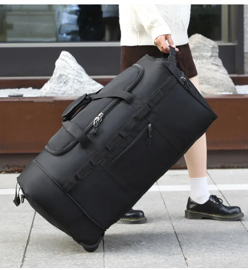 sac de voyage pliable et extensible, bagage portable de grande capacité, sac à bandoulière à roulettes unisexe pour les voyages