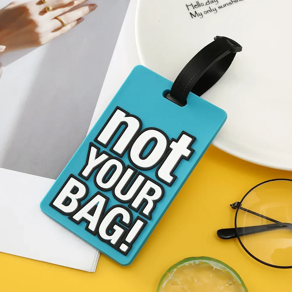 mode lettre créative pas votre sac accessoires de voyage mignons étiquettes de bagages valise style de bande dessinée étiquette de voyage portable en silicone