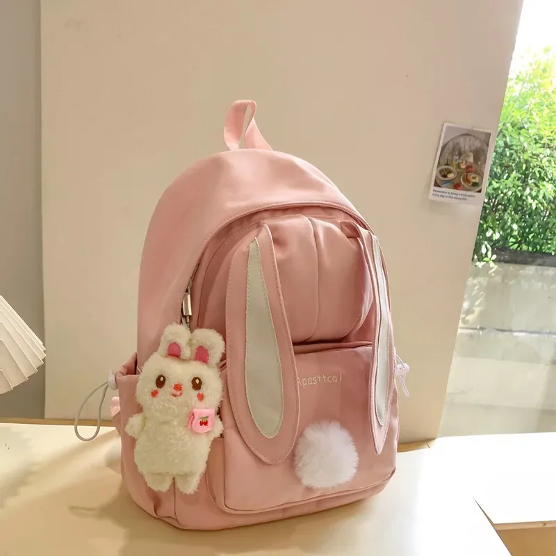 sac à dos scolaire mignon à oreilles de lapin pour femme, style coréen harajuku, pour lycéenne, style japonais, sac à dos à double épaule polyvalent pour fille