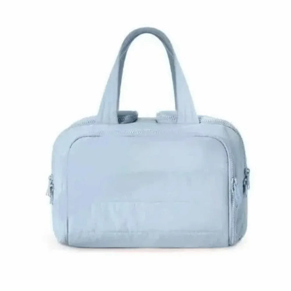 sac de toilette de voyage multi-poches avec fermeture éclair, poignée confortable, compartiments séparés pour articles secs et humides, ouverture double face