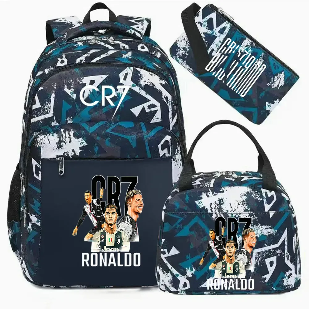sac à dos pour ordinateur portable cr7, pour femmes et hommes, sacs à dos décontractés pour le sport et le football, sac à dos oxford pour femmes, sac d'école pour hommes, sac de voyage, mochilas 3 pièces