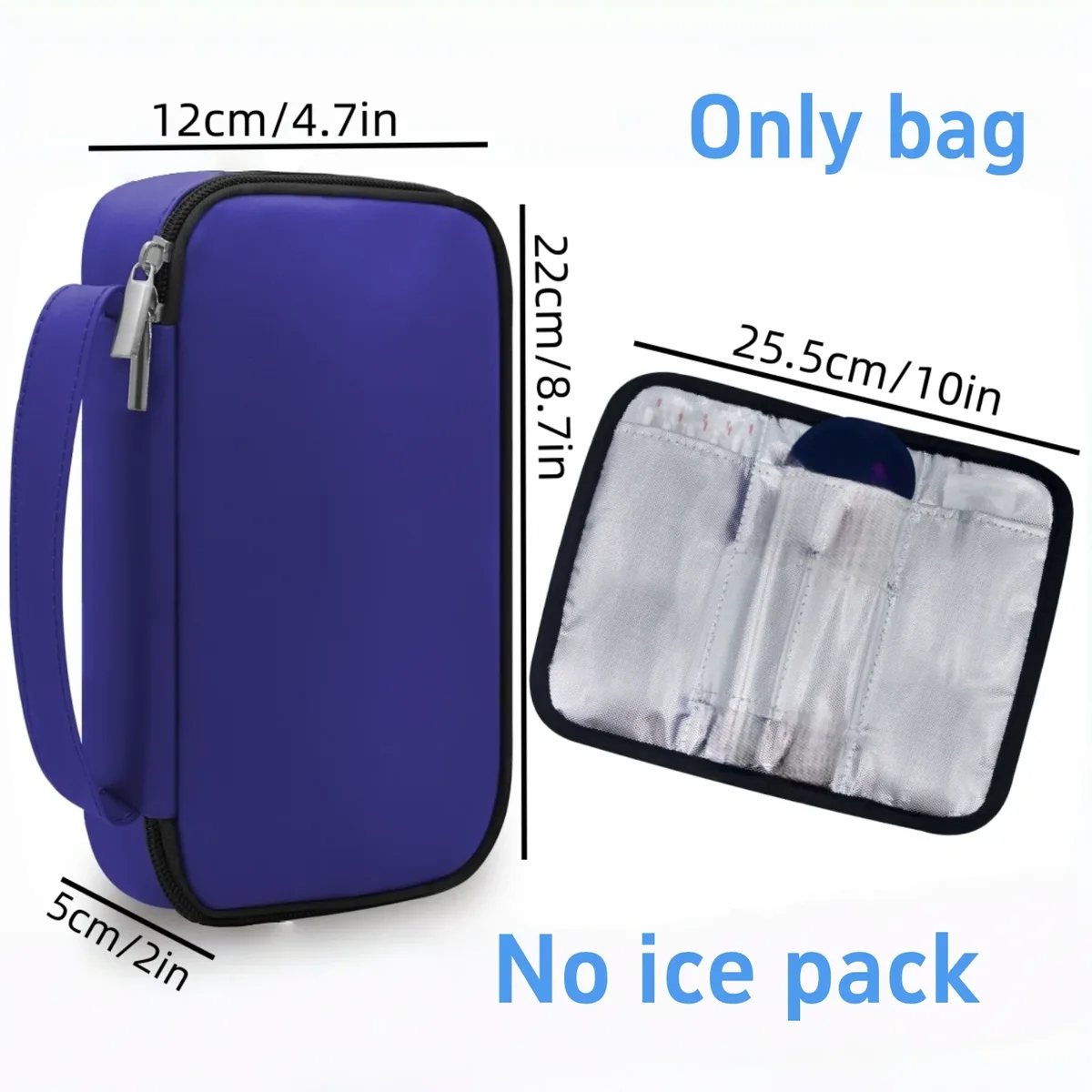 étui de voyage bleu roi pour fournitures diabétiques pour hommes, pochette de rangement médical simple ou double couche pour stylos à insuline, sac uniquement