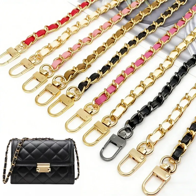 sangle de sac à bandoulière en cuir pu de 60 cm avec chaîne métallique, pour femme, tendance, compatible avec toutes les coques de téléphone, sangle en cuir polyvalente pour sac à main