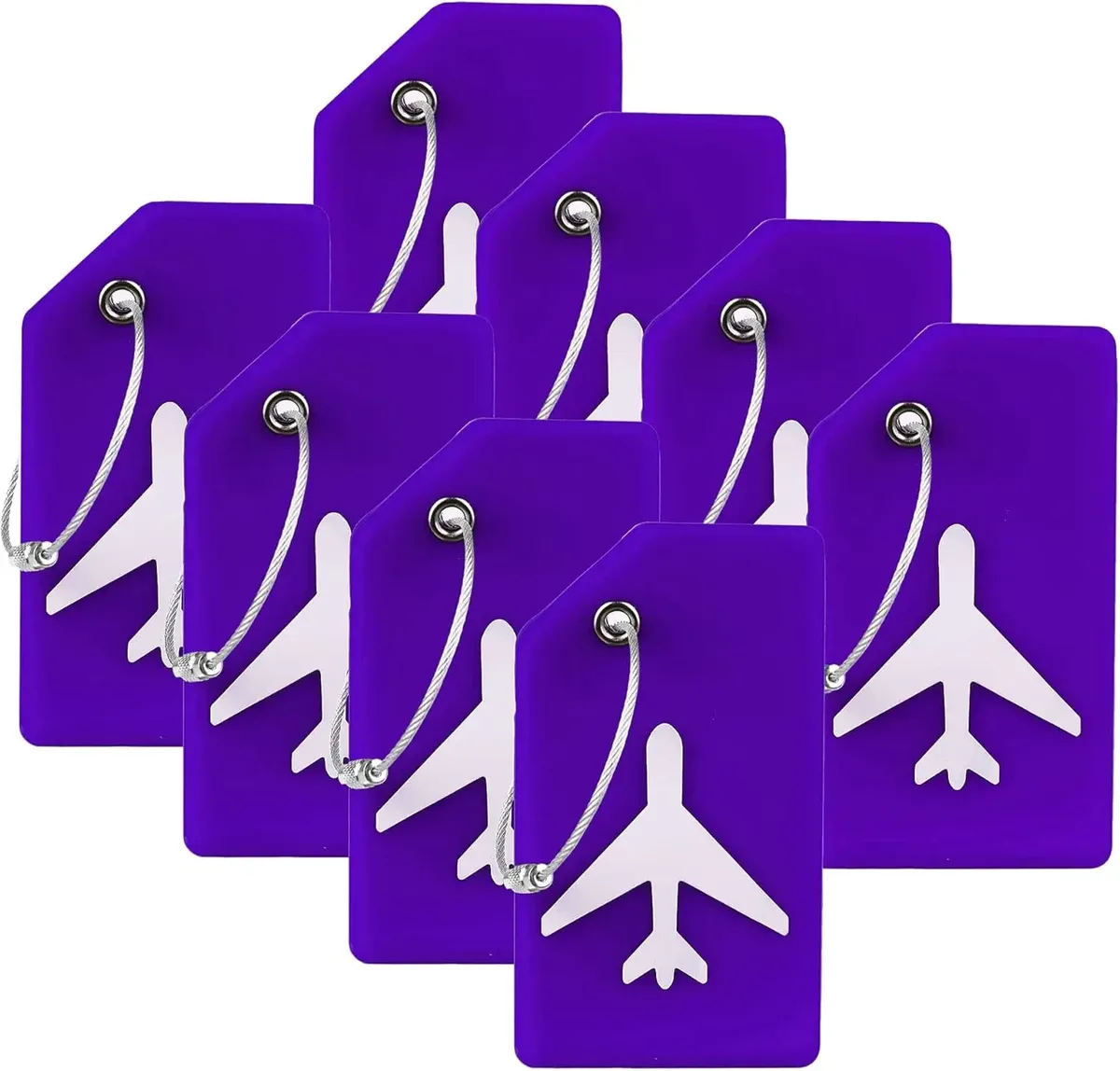lot de 8 étiquettes de bagages en silicone de couleurs assorties avec boucles en acier inoxydable, étiquettes de valise de voyage avec protection de la confidentialité tsa