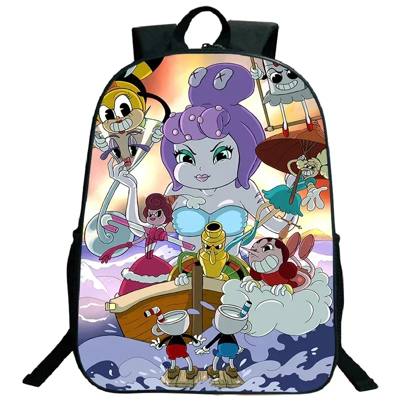 sacs de voyage, sacs d'école souples, sac à dos pour ordinateur portable, grande capacité, sac à dos imprimé cuphead pour garçons et filles, sac d'école cosplay pour étudiants