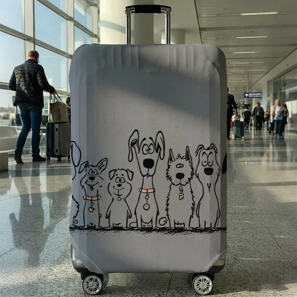 housse de protection pour bagages à motif de chien, adaptée aux bagages de 18 à 32 pouces, avec poignées, accessoires de voyage