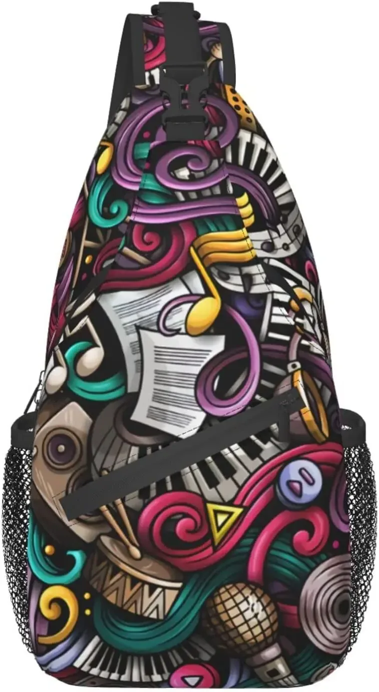 sac à bandoulière musical pour femmes et hommes, proximité de la main, motif sans couture, sacs initiés, sac à dos décontracté, sac de poitrine