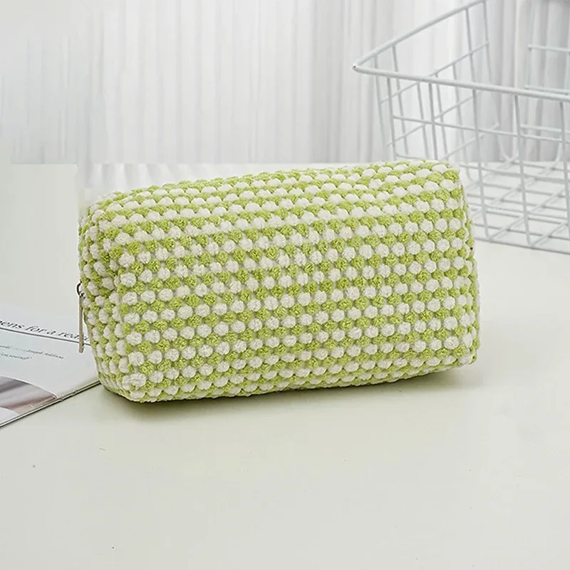 sac de maquillage en peluche à motif d'amour pour femmes, grands sacs à cosmétiques portables de voyage et de transport, trousse de toilette à fermeture éclair, sacs de rangement de lavage