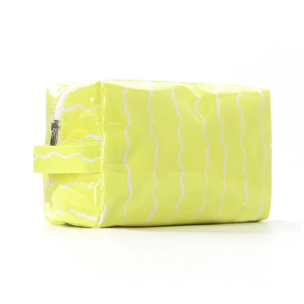 sac de voyage pour femmes de grande capacité, étanche en pvc, sac cosmétique durable à motif ondulé.