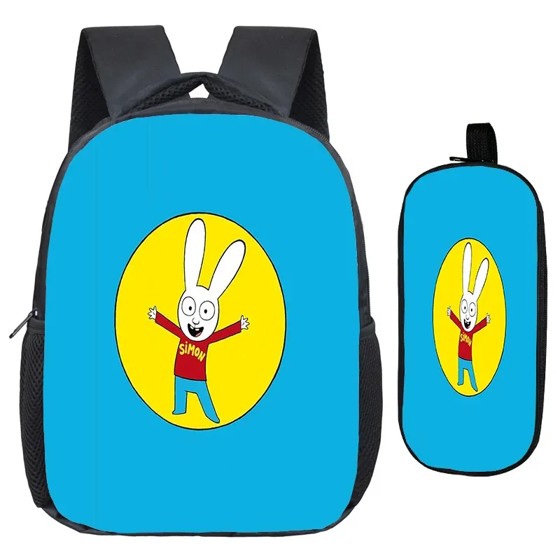 sac à dos simon super rabbit, trousse à crayons 2 pièces, sacs à dos décontractés pour garçons et filles, sac à dos personnalisé pour étudiants, sac de retour à l'école pour enfants, mochila
