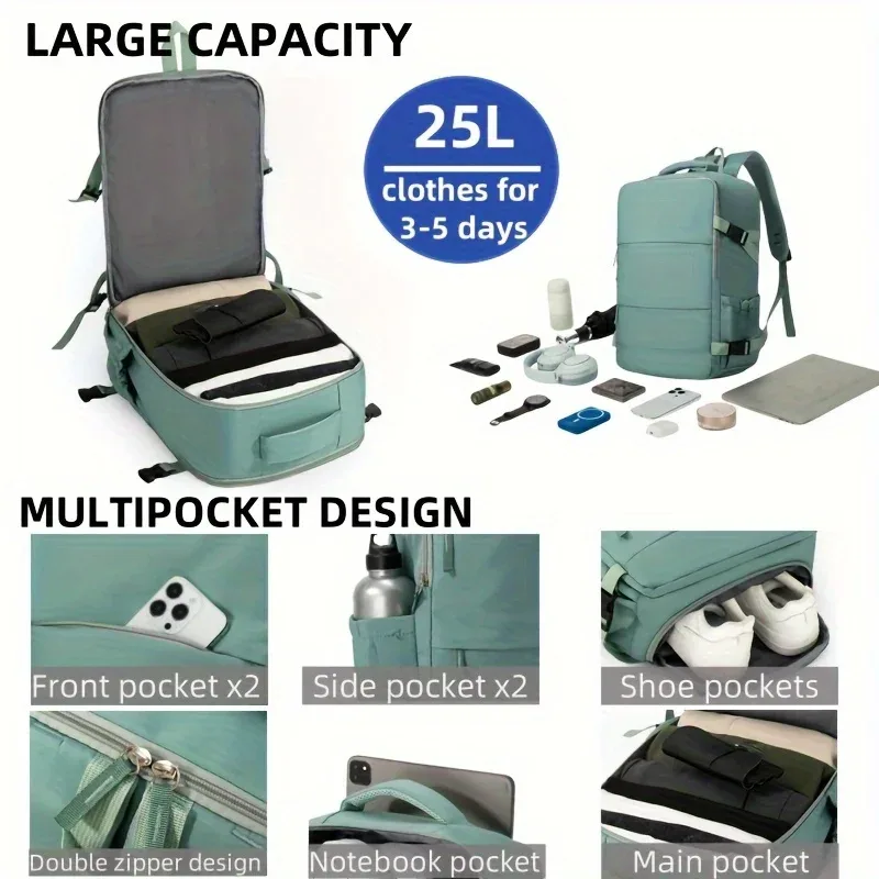 sac à dos de voyage ouvert avec compartiment à chaussures indépendant, grande capacité, imperméable, pour ordinateur portable, idéal pour les voyages d'affaires et les vacances