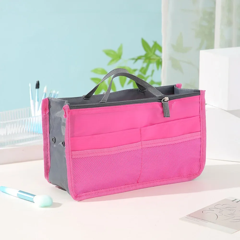 trousse de maquillage multifonctionnelle de grande capacité, sac de rangement portable à double fermeture éclair pour articles de toilette, sac de rangement de voyage pour maman, cosmétiques multi-poches